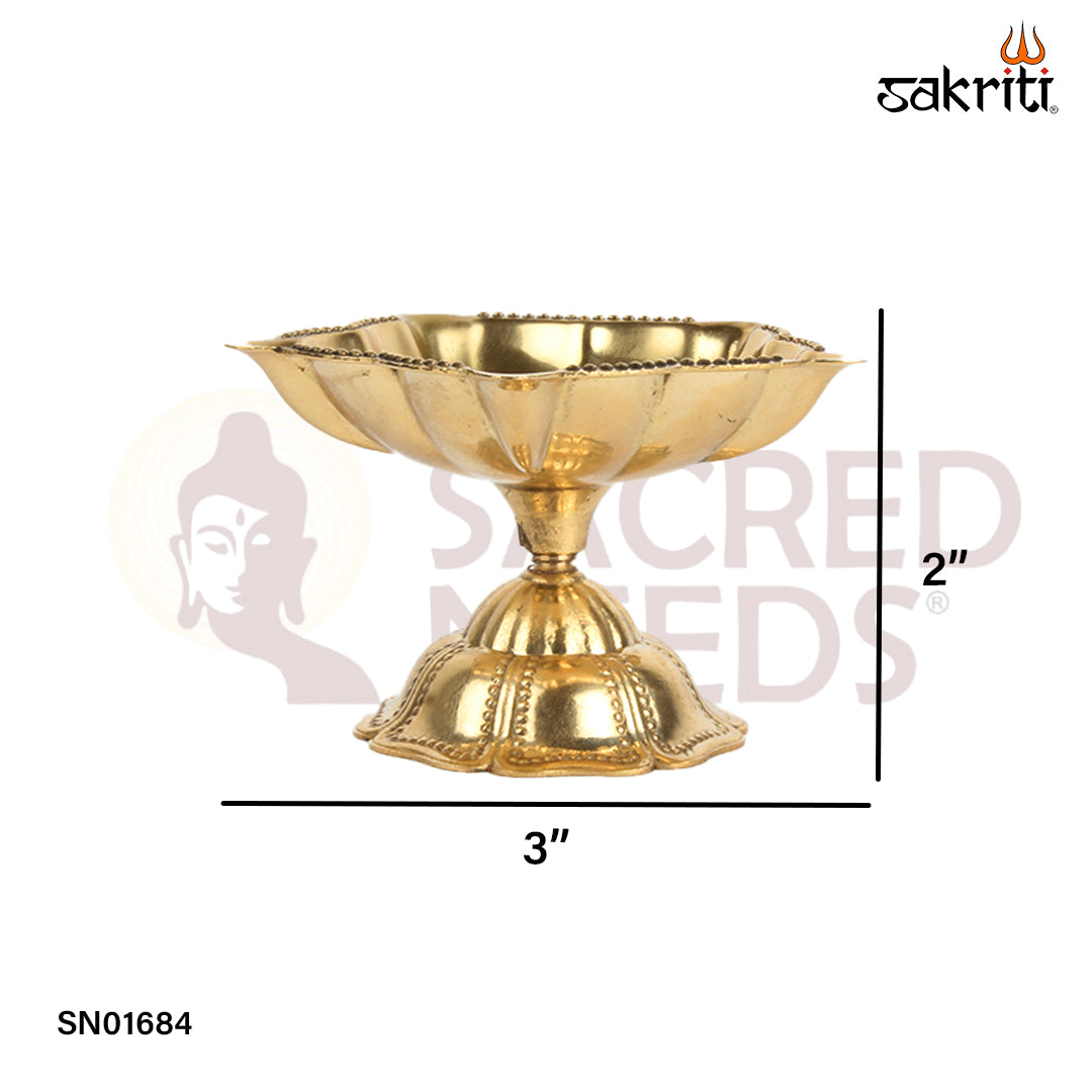 Brass 5 Wick Dana Deepam – 2.1 Inch Traditional Multi-Wick Oil Lamp for Pooja Rituals