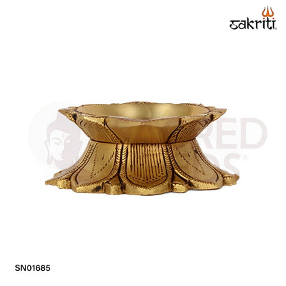 Brass Lotus Deepam – 1.8 Inch Sacred Flower-Shaped Oil Lamp for Festival and Prayer Use