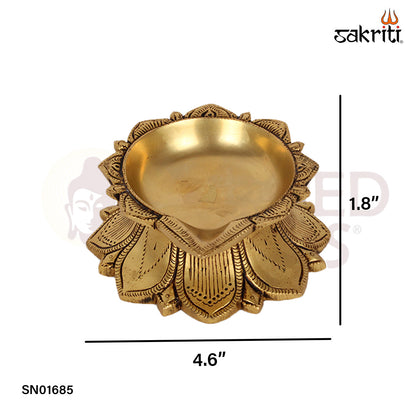 Brass Lotus Deepam – 1.8 Inch Sacred Flower-Shaped Oil Lamp for Festival and Prayer Use