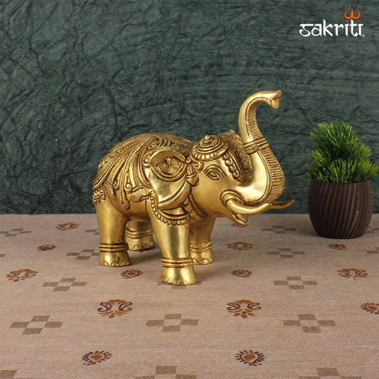 Brass Elephant – 6.5 Inch Brass Elephant Figurine for Vastu, Prosperity & Decor