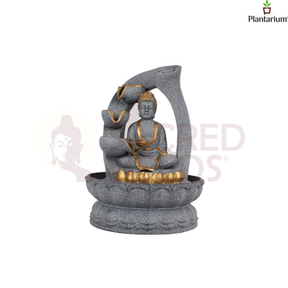 POLY RESIN GREY BUDDHA FOUNTAIN