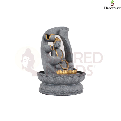 POLY RESIN GREY BUDDHA FOUNTAIN