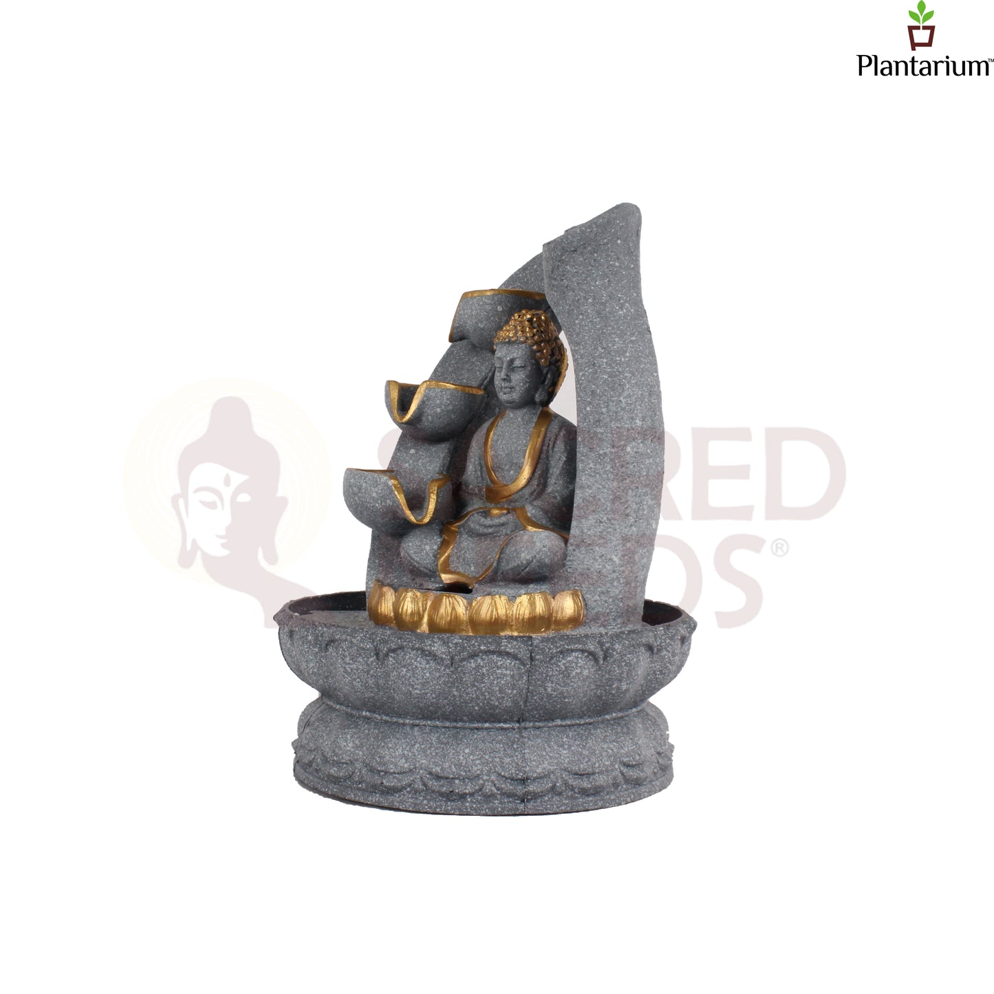 POLY RESIN GREY BUDDHA FOUNTAIN