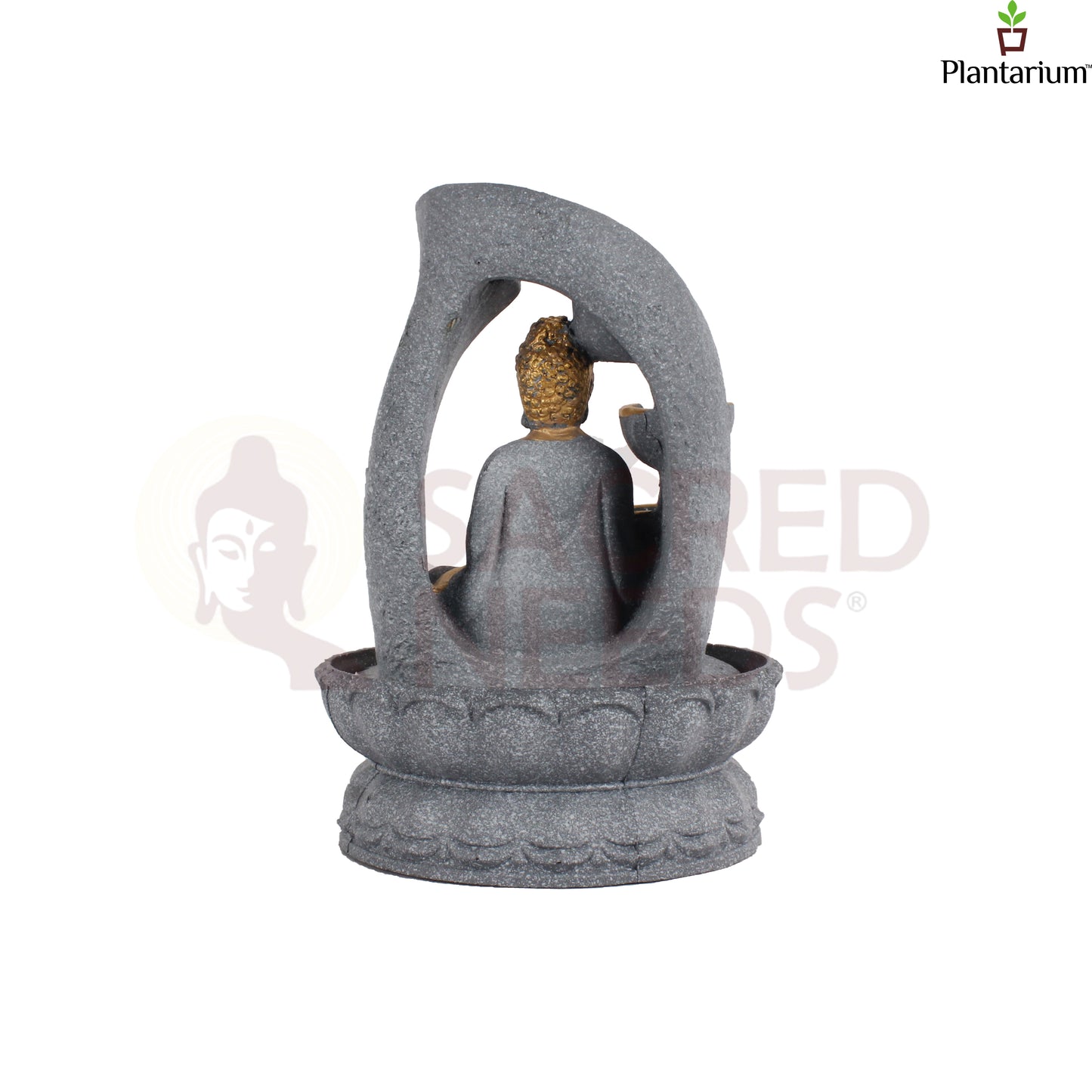 POLY RESIN GREY BUDDHA FOUNTAIN