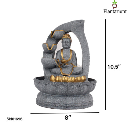 POLY RESIN GREY BUDDHA FOUNTAIN