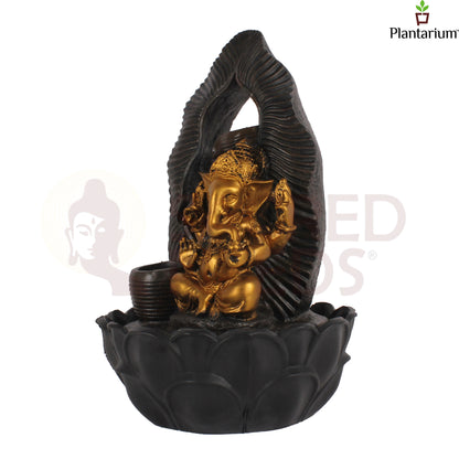 POLY RESIN GOLDEN GANESHA FOUNTAIN