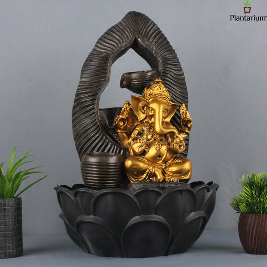 POLY RESIN GOLDEN GANESHA FOUNTAIN