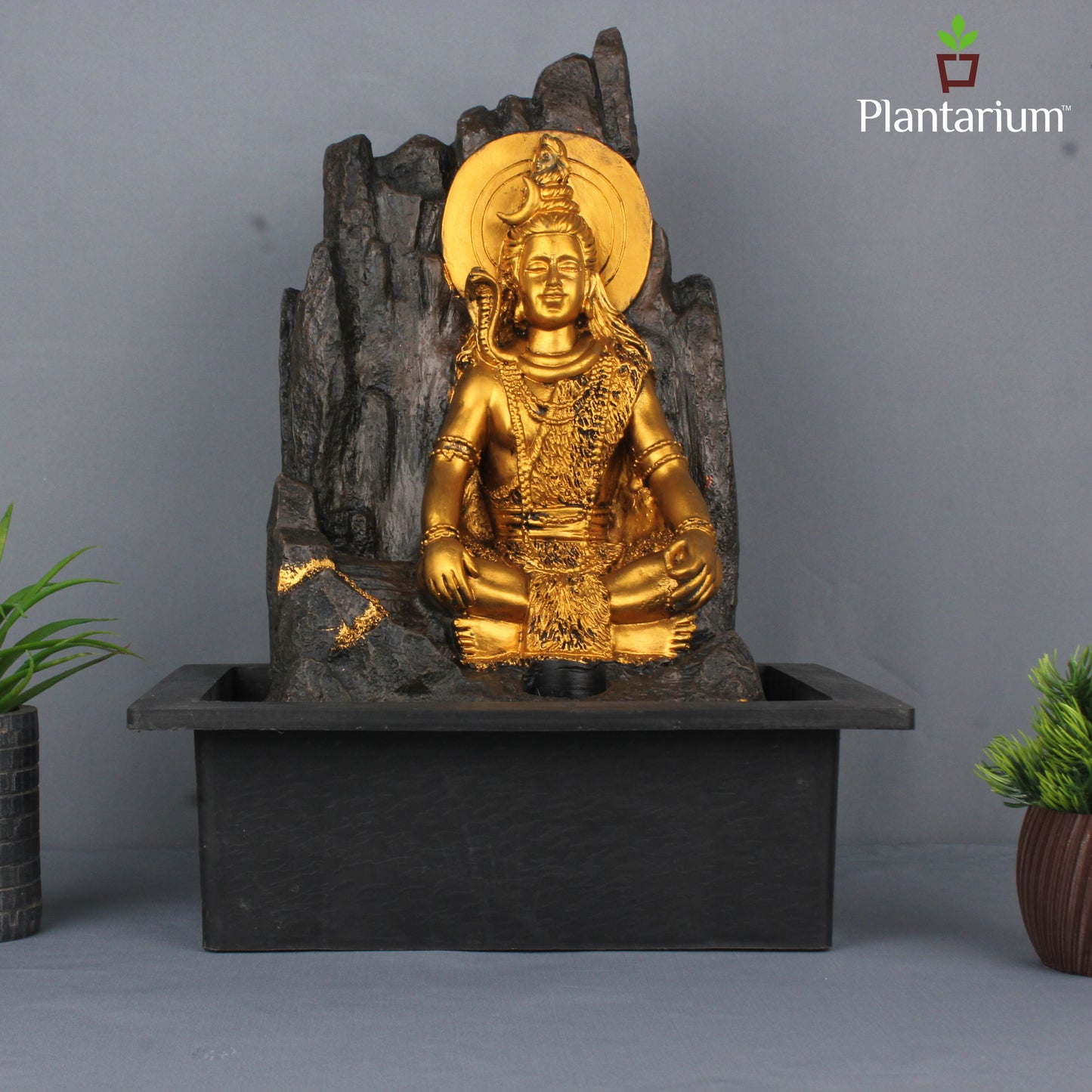 Polyresin Shivan Fountain – 15.6 Inch Lord Shiva Indoor Fountain for Meditation & Calmness