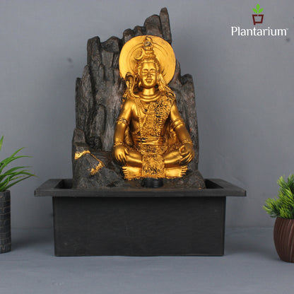 Polyresin Shivan Fountain – 15.6 Inch Lord Shiva Indoor Fountain for Meditation & Calmness