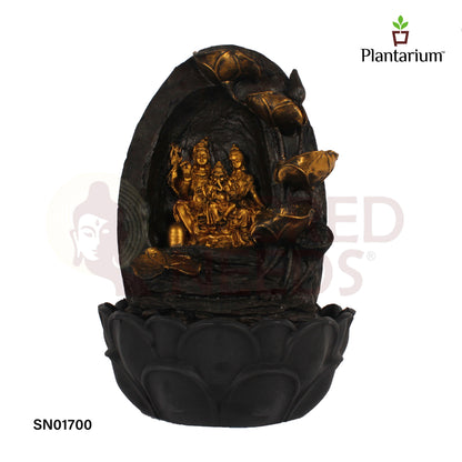 Polyresin Siva Parivar Fountain – 16 Inch Family of Shiva Indoor Water Fountain for Serenity