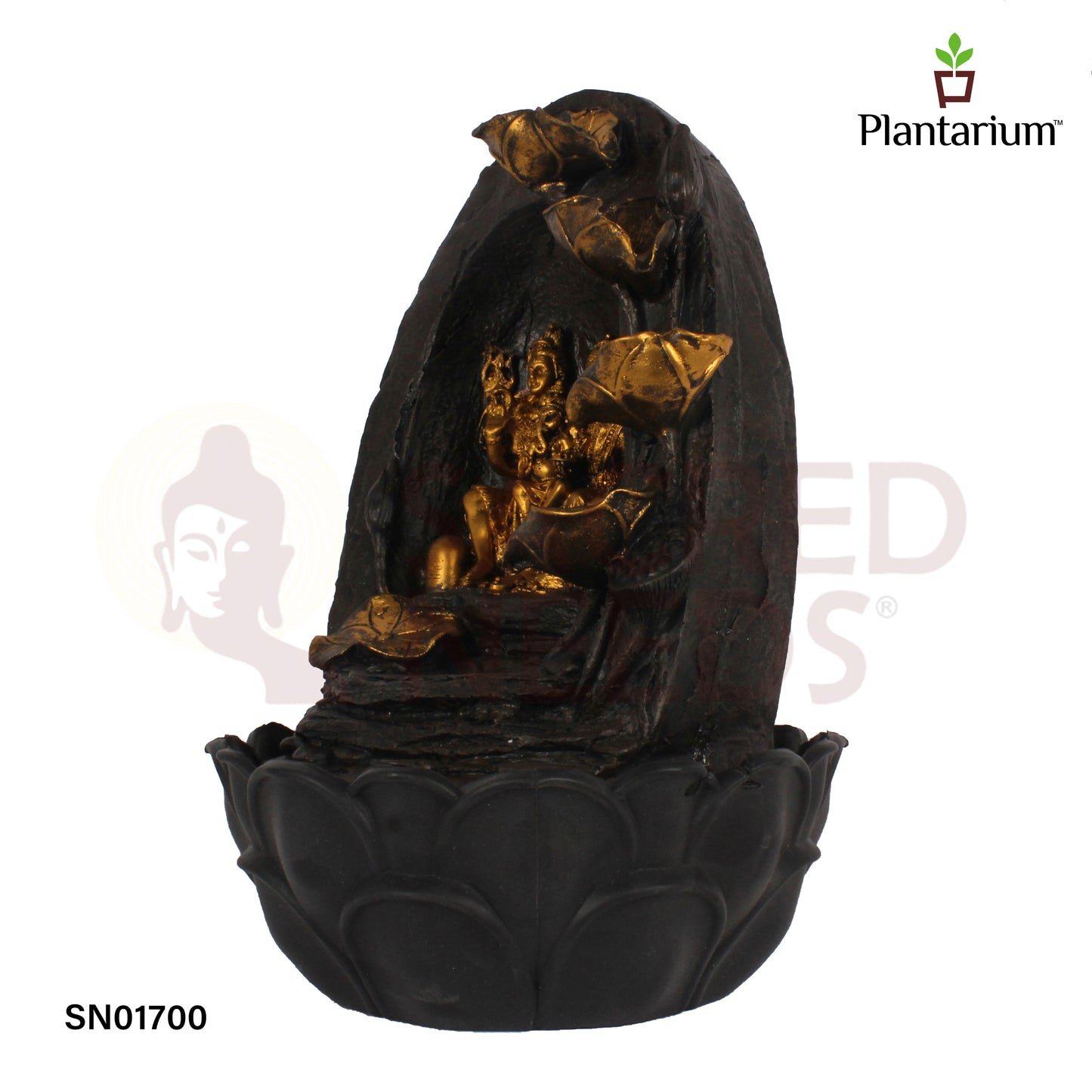 Polyresin Siva Parivar Fountain – 16 Inch Family of Shiva Indoor Water Fountain for Serenity