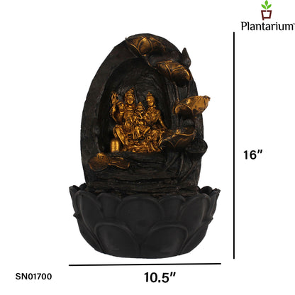 Polyresin Siva Parivar Fountain – 16 Inch Family of Shiva Indoor Water Fountain for Serenity