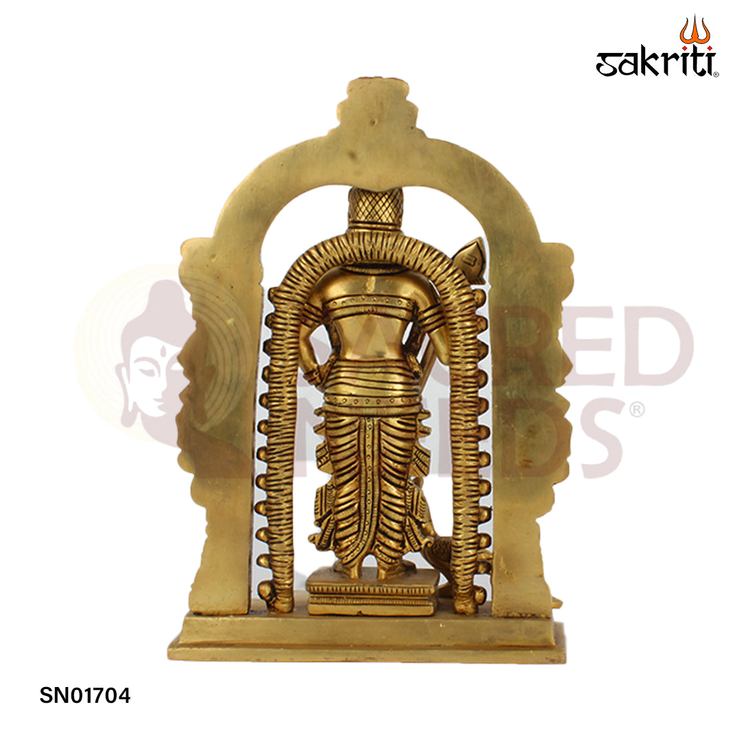 Brass Murugan with Frame – 8.7 Inch Framed Kartikeya Idol for Pooja or Gift