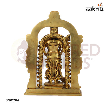 Brass Murugan with Frame – 8.7 Inch Framed Kartikeya Idol for Pooja or Gift