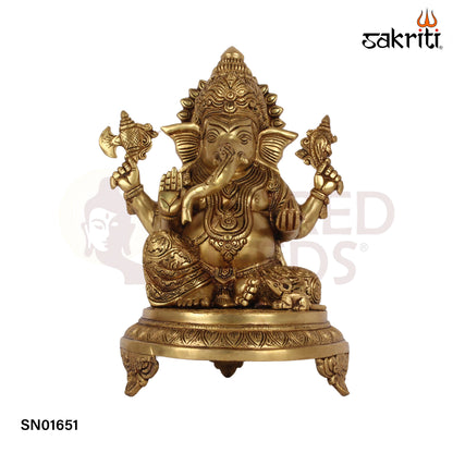 Brass Ganesha – 11.6 Inch Ganapati Idol for Good Fortune & Spiritual Home Decor