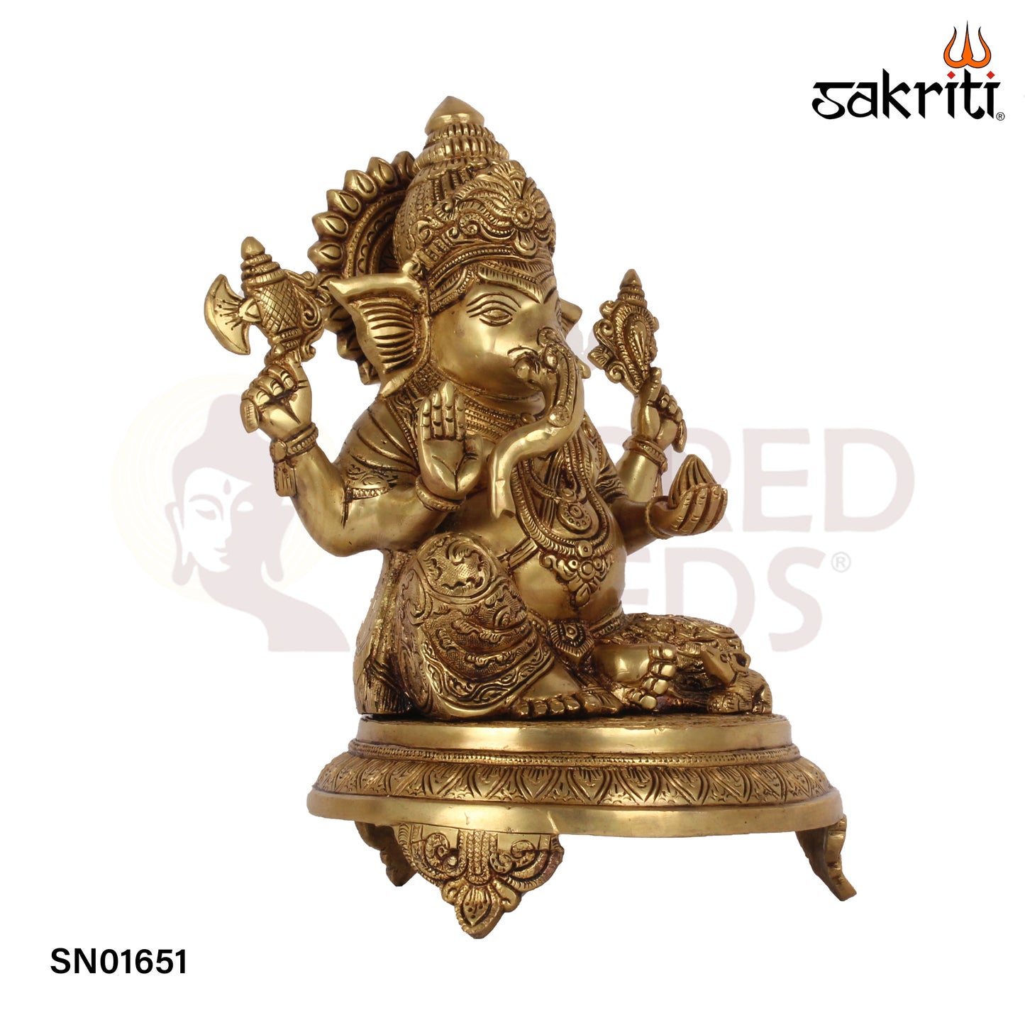 Brass Ganesha – 11.6 Inch Ganapati Idol for Good Fortune & Spiritual Home Decor