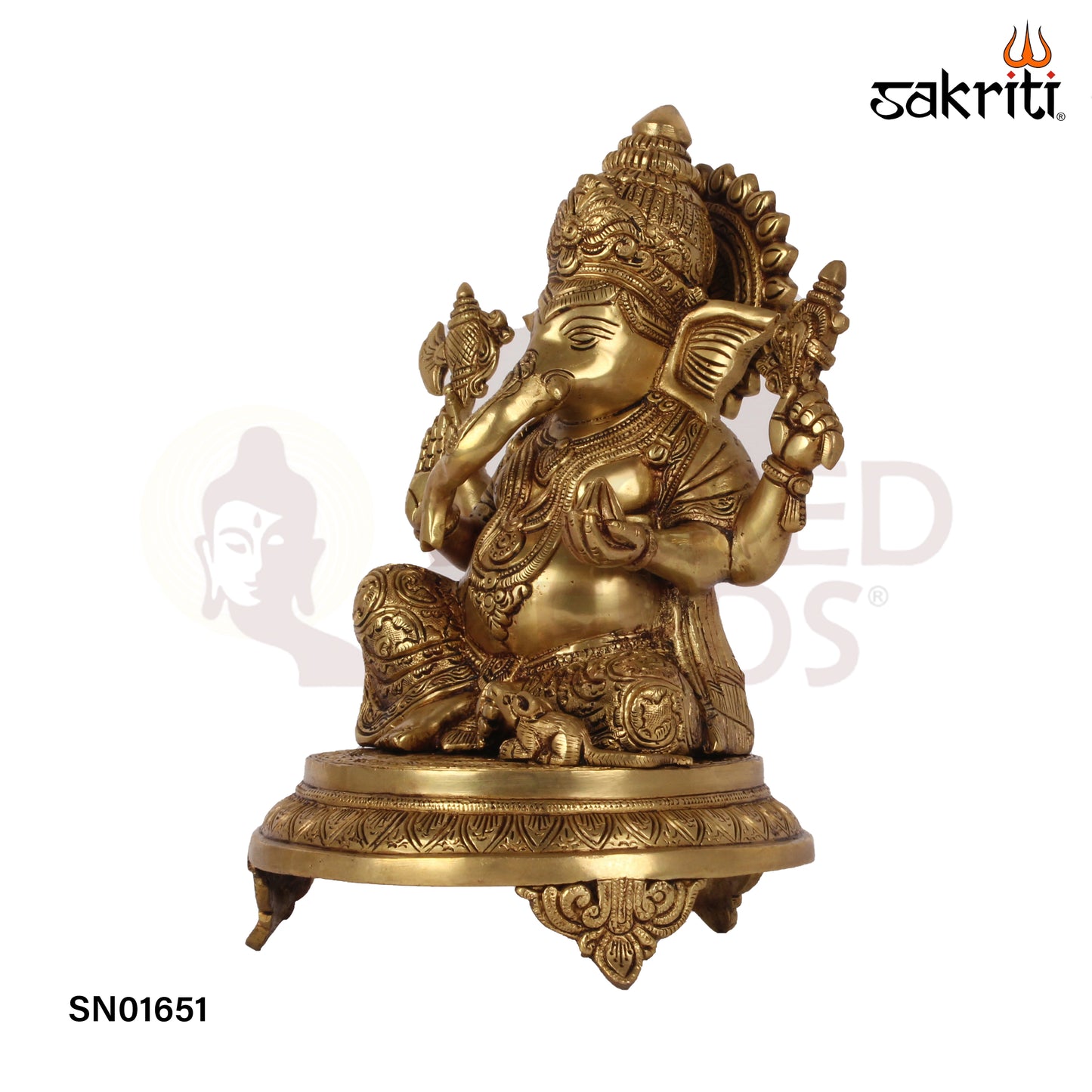 Brass Ganesha – 11.6 Inch Ganapati Idol for Good Fortune & Spiritual Home Decor