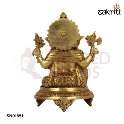 Brass Ganesha – 11.6 Inch Ganapati Idol for Good Fortune & Spiritual Home Decor