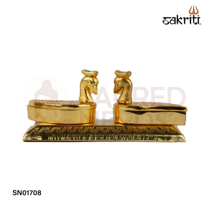 Zinc Double Peacock Round GP – 1.8 Inch Decorative Zinc Kumkum Holder with Peacock Design (Gold Polish)