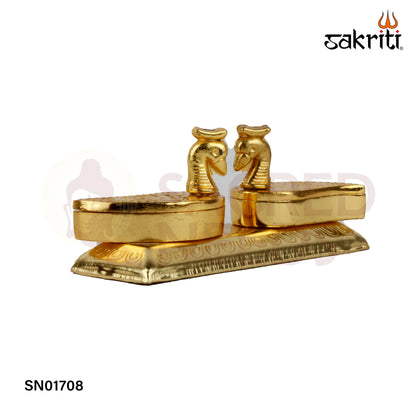 Zinc Double Peacock Round GP – 1.8 Inch Decorative Zinc Kumkum Holder with Peacock Design (Gold Polish)