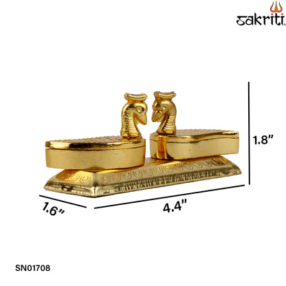 Zinc Double Peacock Round GP – 1.8 Inch Decorative Zinc Kumkum Holder with Peacock Design (Gold Polish)