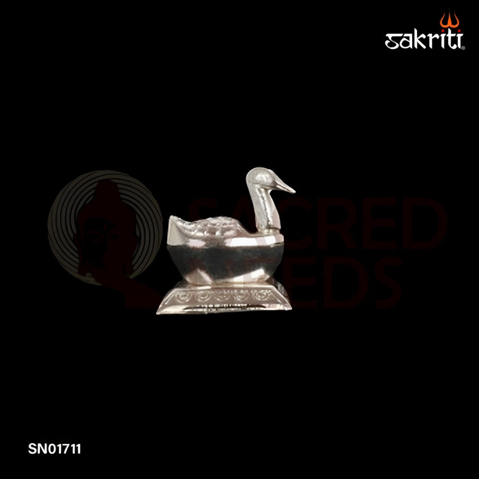 Zinc Single Duck SP – 2.1 Inch Duck Shaped Kumkum Container for Traditional Use (Silver Polish)