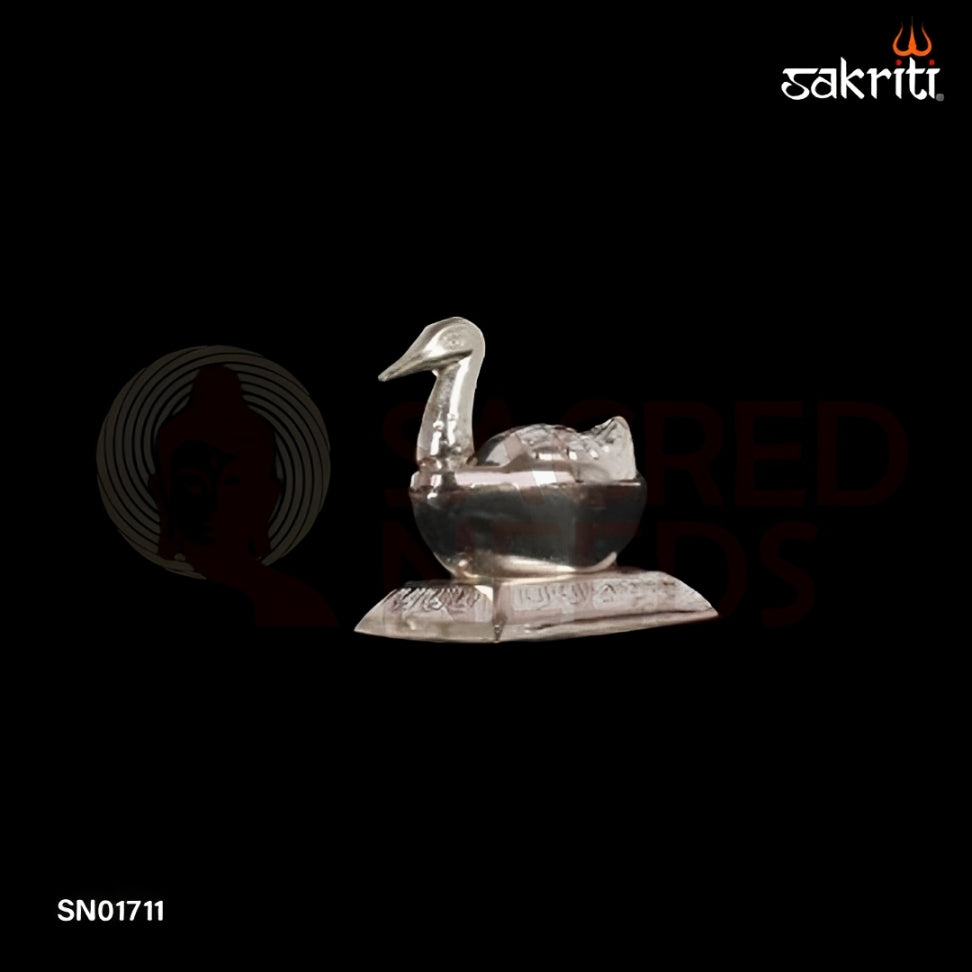 Zinc Single Duck SP – 2.1 Inch Duck Shaped Kumkum Container for Traditional Use (Silver Polish)