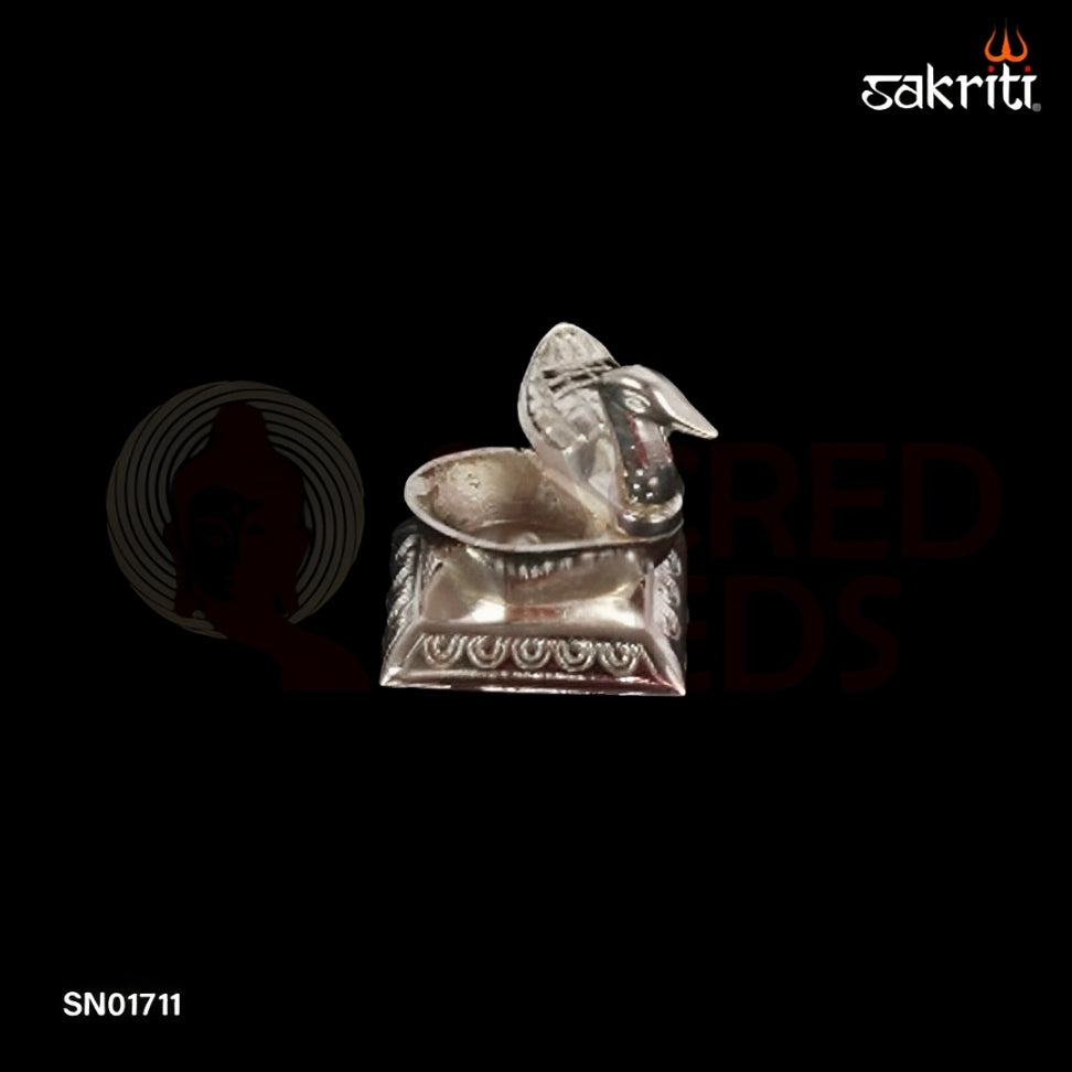 Zinc Single Duck SP – 2.1 Inch Duck Shaped Kumkum Container for Traditional Use (Silver Polish)