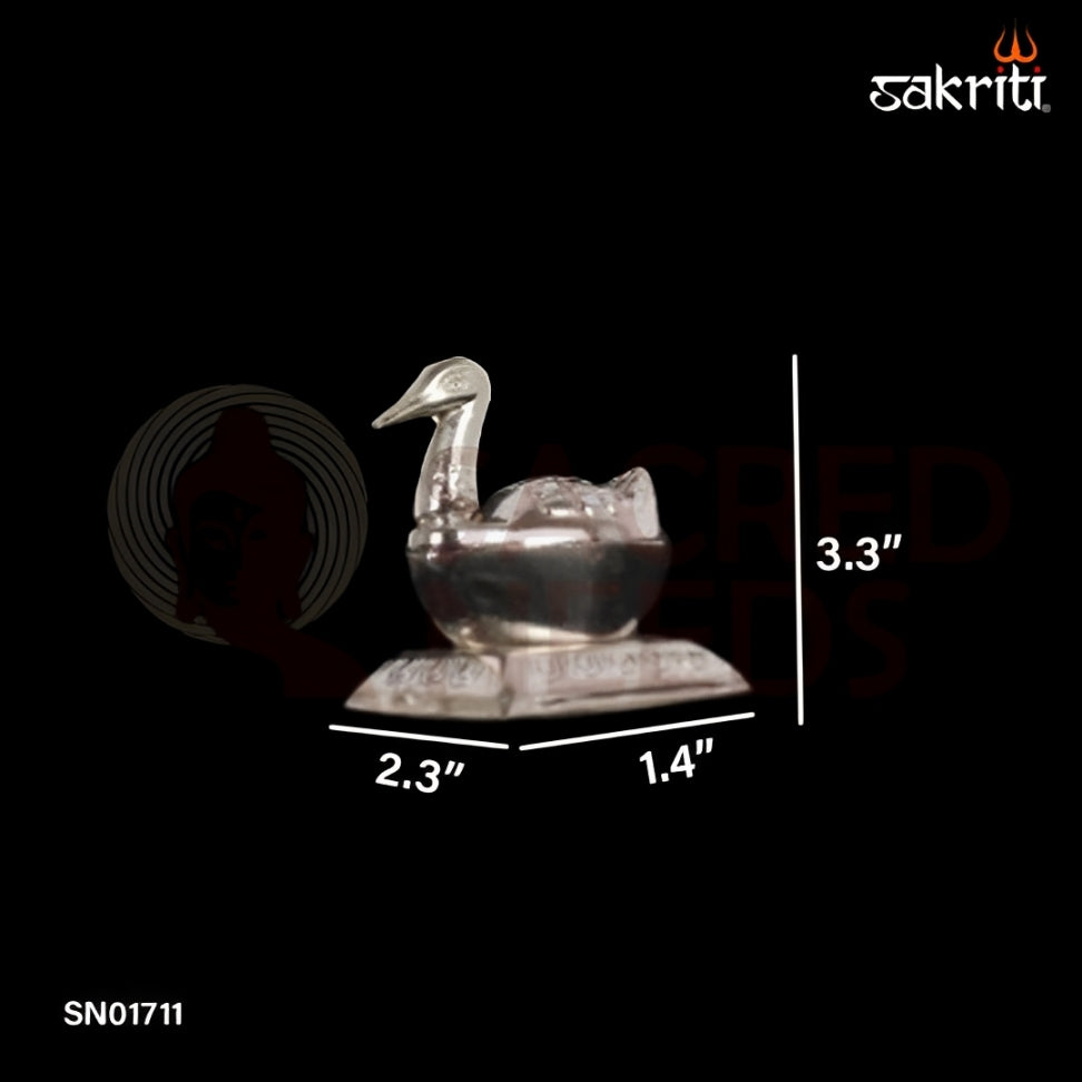 Zinc Single Duck SP – 2.1 Inch Duck Shaped Kumkum Container for Traditional Use (Silver Polish)