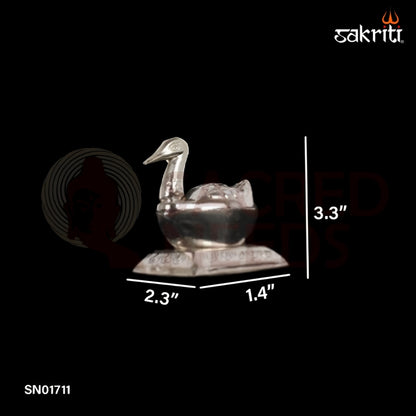 Zinc Single Duck SP – 2.1 Inch Duck Shaped Kumkum Container for Traditional Use (Silver Polish)