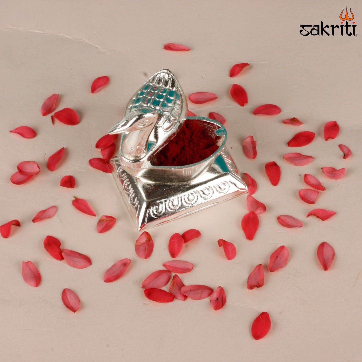 Zinc Single Duck SP – 2.1 Inch Duck Shaped Kumkum Container for Traditional Use (Silver Polish)