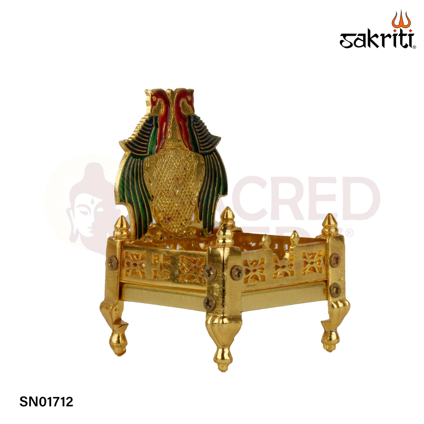 Zinc Simhasanam Meena – 3.9 Inch Ornamental Throne for Deity Idols (Meenakari Work)