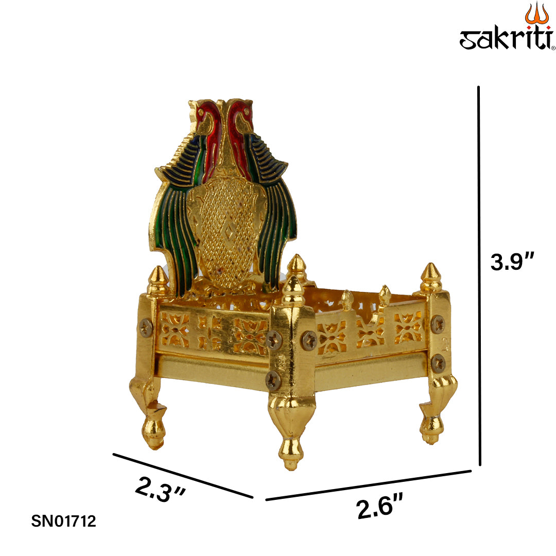 Zinc Simhasanam Meena – 3.9 Inch Ornamental Throne for Deity Idols (Meenakari Work)
