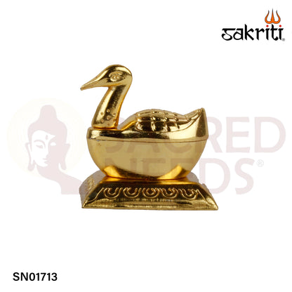 Zinc Single Duck GP – 2 Inch Small Kumkum Pot with Duck Design (Gold Polish)