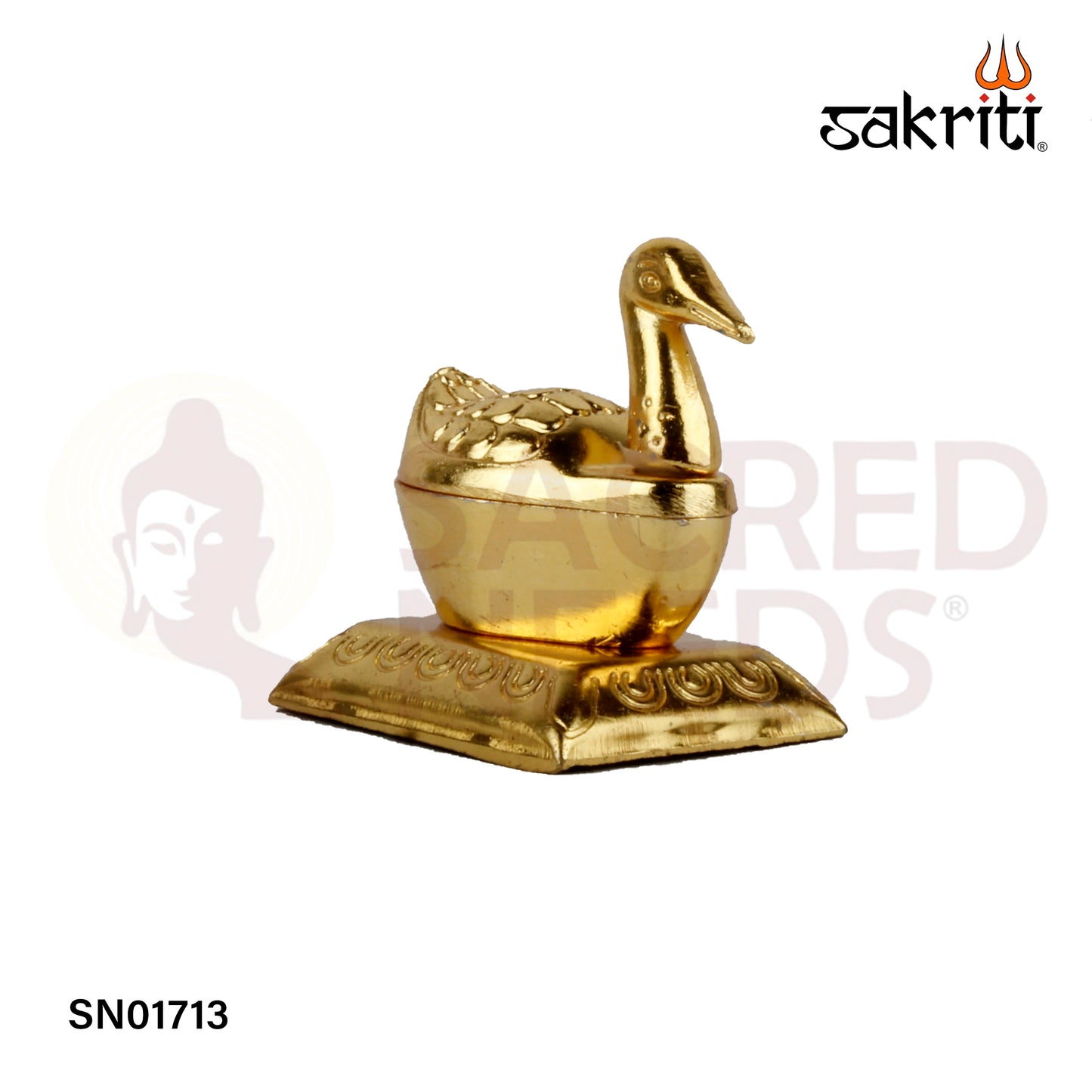 Zinc Single Duck GP – 2 Inch Small Kumkum Pot with Duck Design (Gold Polish)
