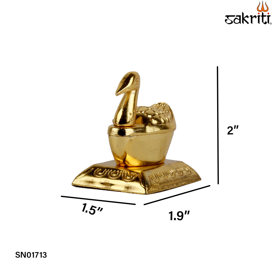 Zinc Single Duck GP – 2 Inch Small Kumkum Pot with Duck Design (Gold Polish)