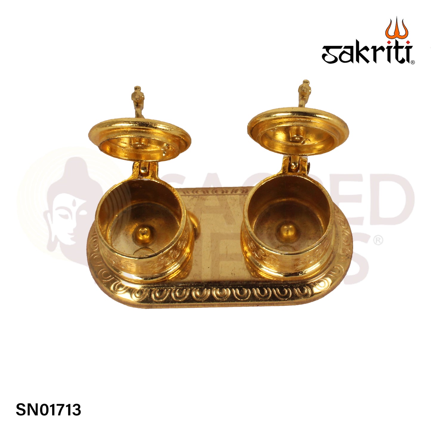 Zinc Double Kumkum Pot GP – 2.3 Inch Dual-Compartment Brass Kumkum Holder (Gold Polish)