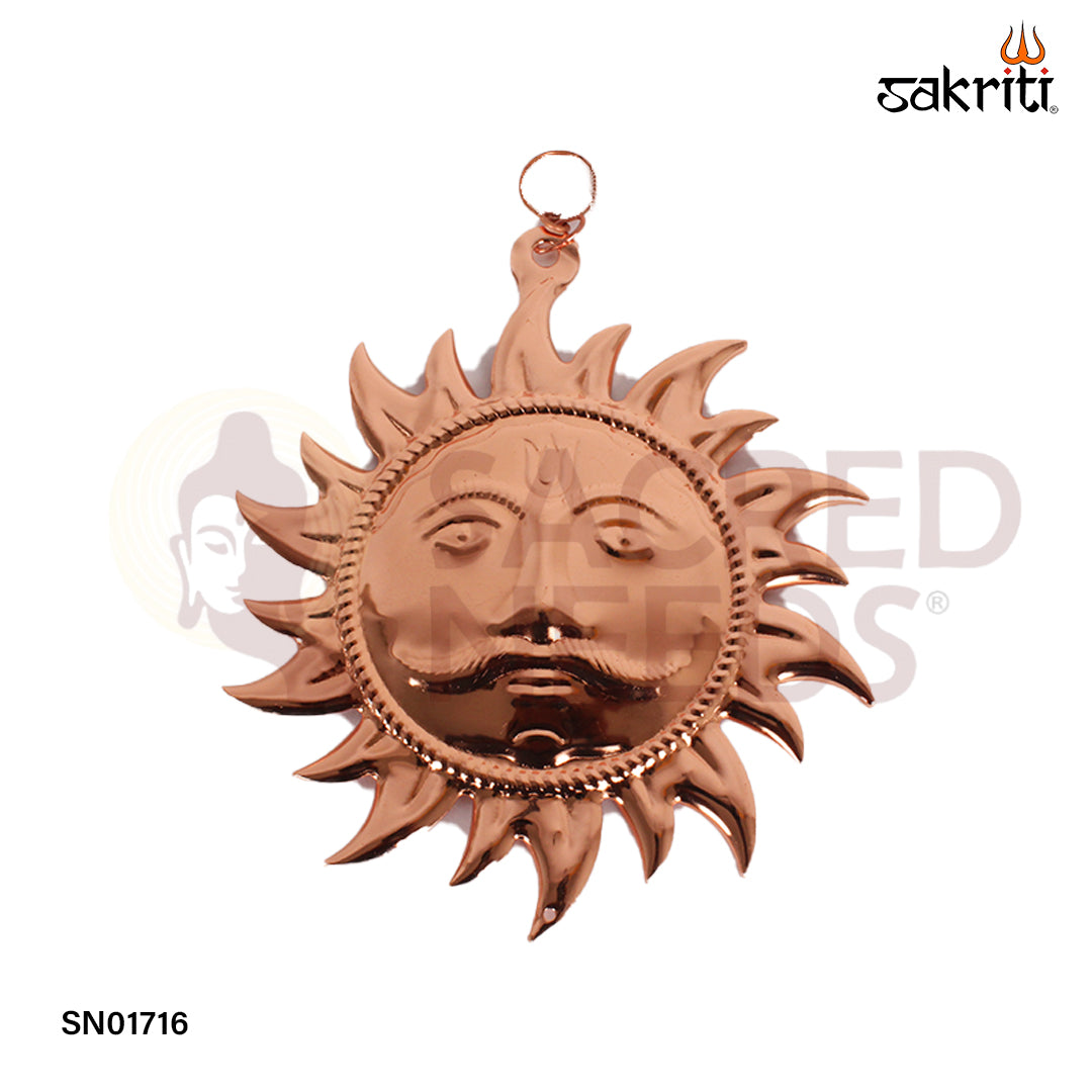 Iron Sun Face CP – 7.6 Inch Copper Polish Surya Wall Decor for Energy & Positivity