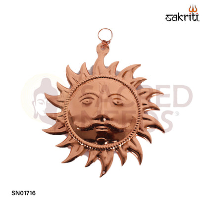 Iron Sun Face CP – 7.6 Inch Copper Polish Surya Wall Decor for Energy & Positivity