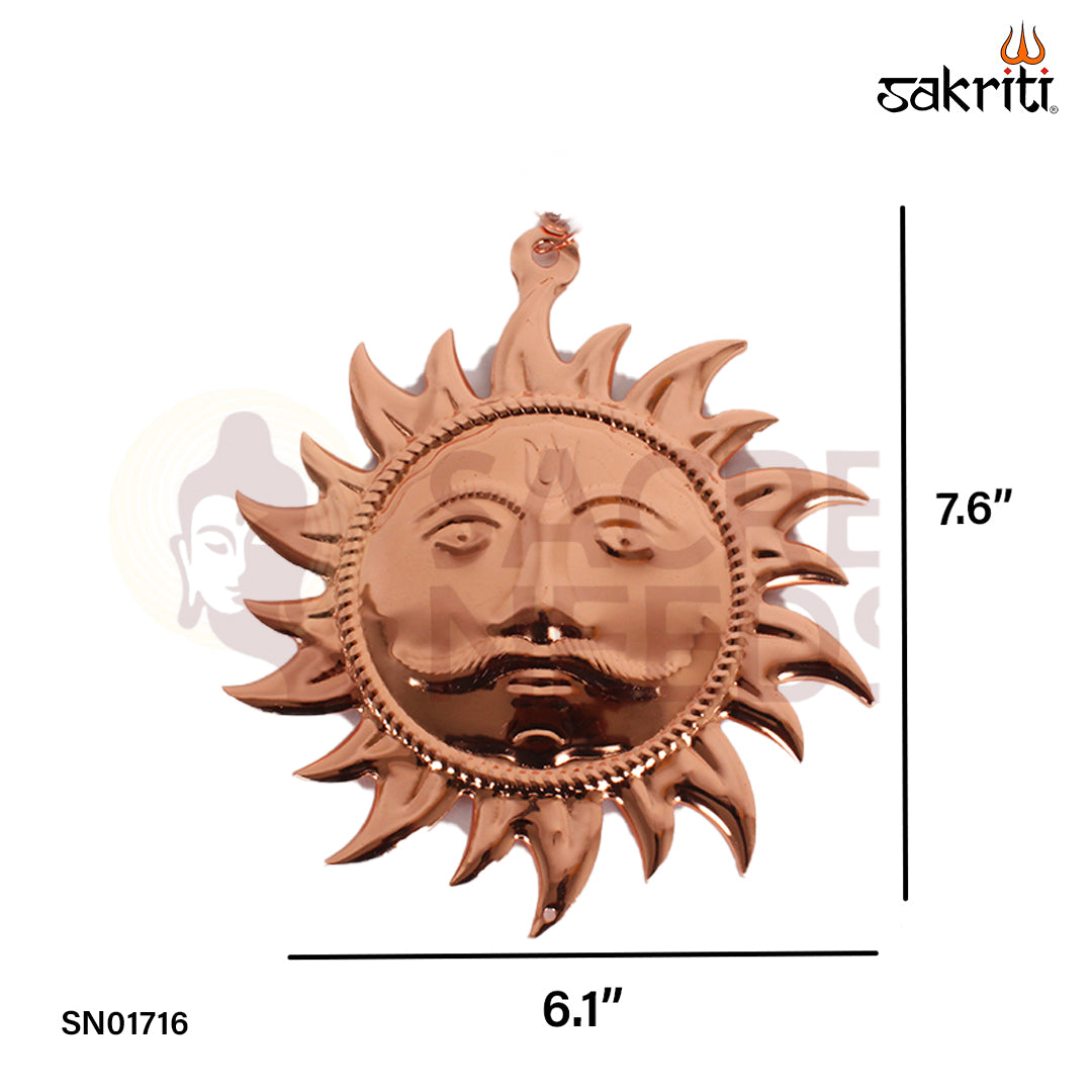 Iron Sun Face CP – 7.6 Inch Copper Polish Surya Wall Decor for Energy & Positivity