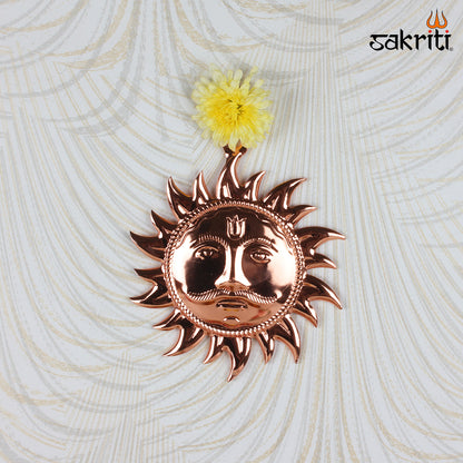 Iron Sun Face CP – 7.6 Inch Copper Polish Surya Wall Decor for Energy & Positivity