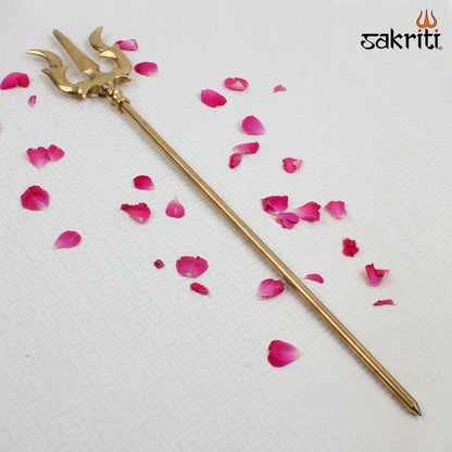 Brass Trishul – 19.1 Inch Shiva’s Trident for Ritual Use & Spiritual Wall Decor