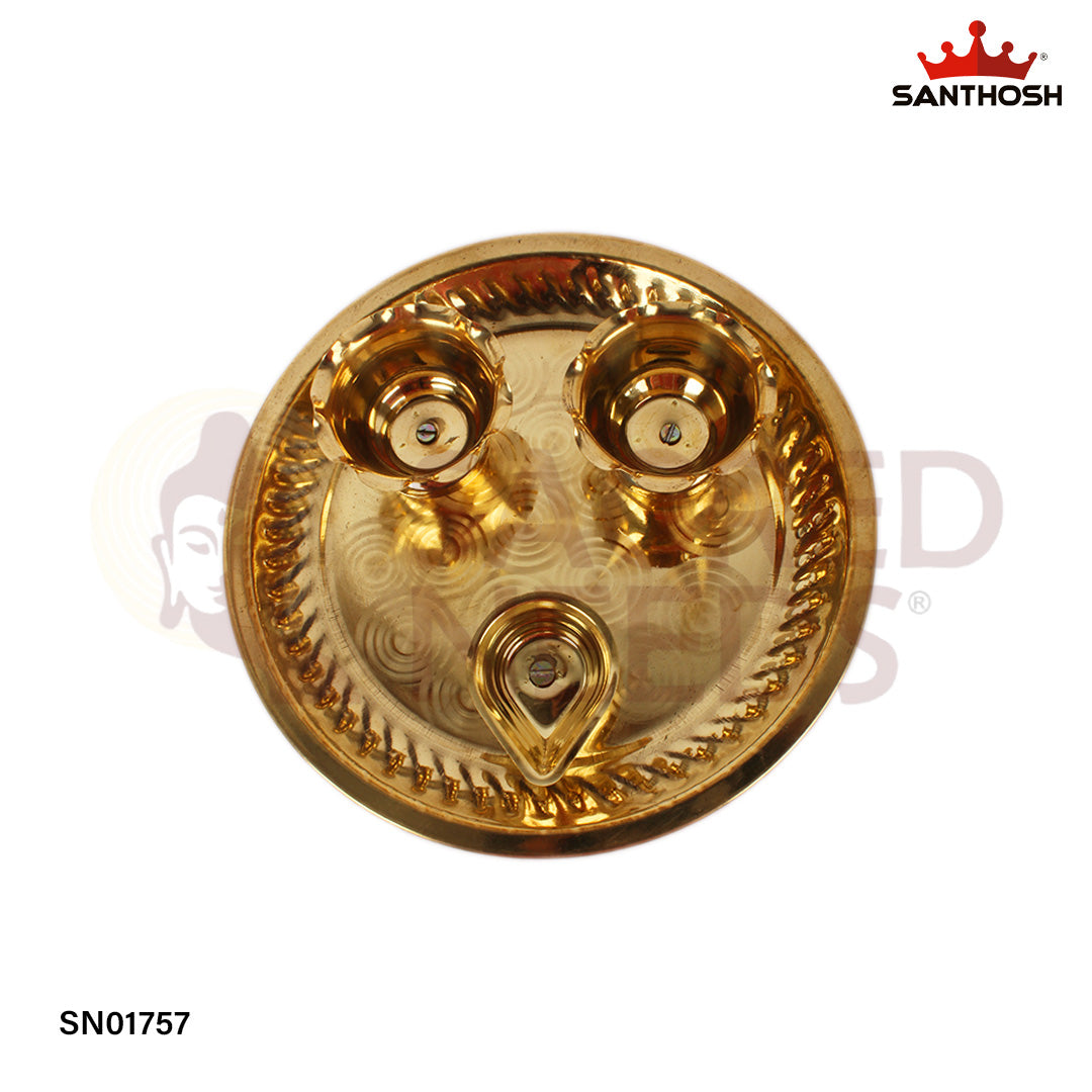 Brass Pooja Plate Set – 2 Inch Small Pooja Thali Set for Daily Rituals