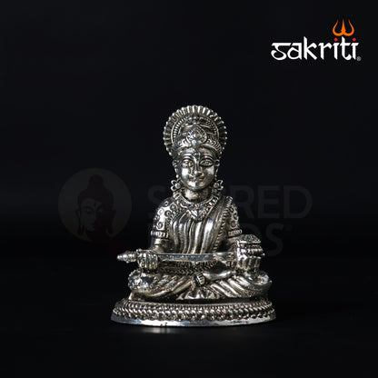 Brass Annapoorni Idol – 4 Inch Height | Silver Polish | Goddess of Food and Nourishment Idol for Pooja & Gifting