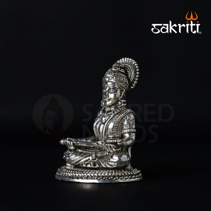 Brass Annapoorani Idol – 3 Inch Height | Silver Polish | Small Goddess Idol for Pooja Room, Home Décor & Gifts