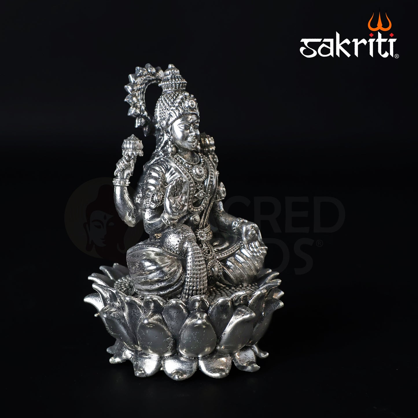 Brass Lakshmi Idol – 3.3 Inch Height | Silver Polish | Goddess of Wealth Statue for Pooja, Temple & Diwali Gifts