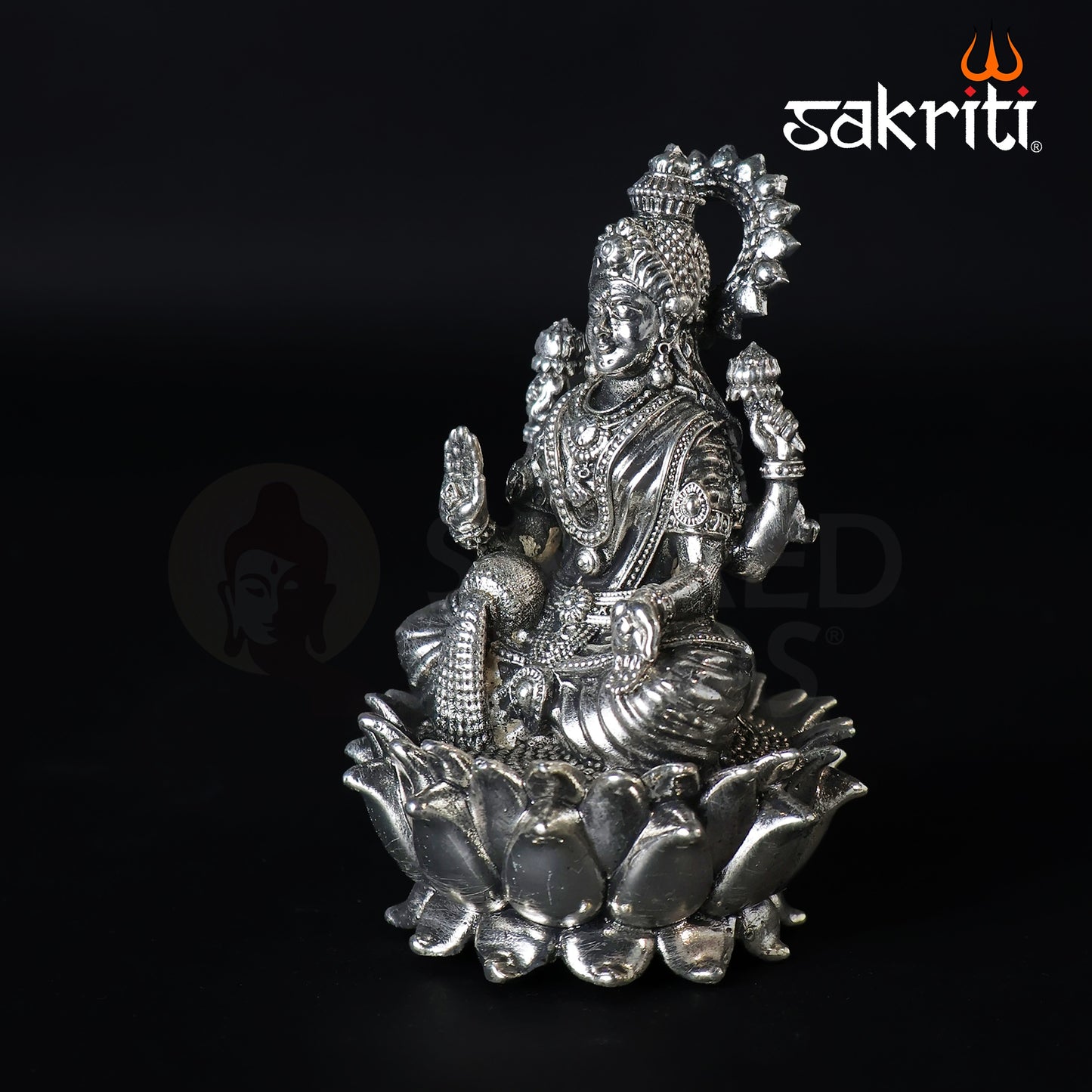 Brass Lakshmi Idol – 3.3 Inch Height | Silver Polish | Goddess of Wealth Statue for Pooja, Temple & Diwali Gifts