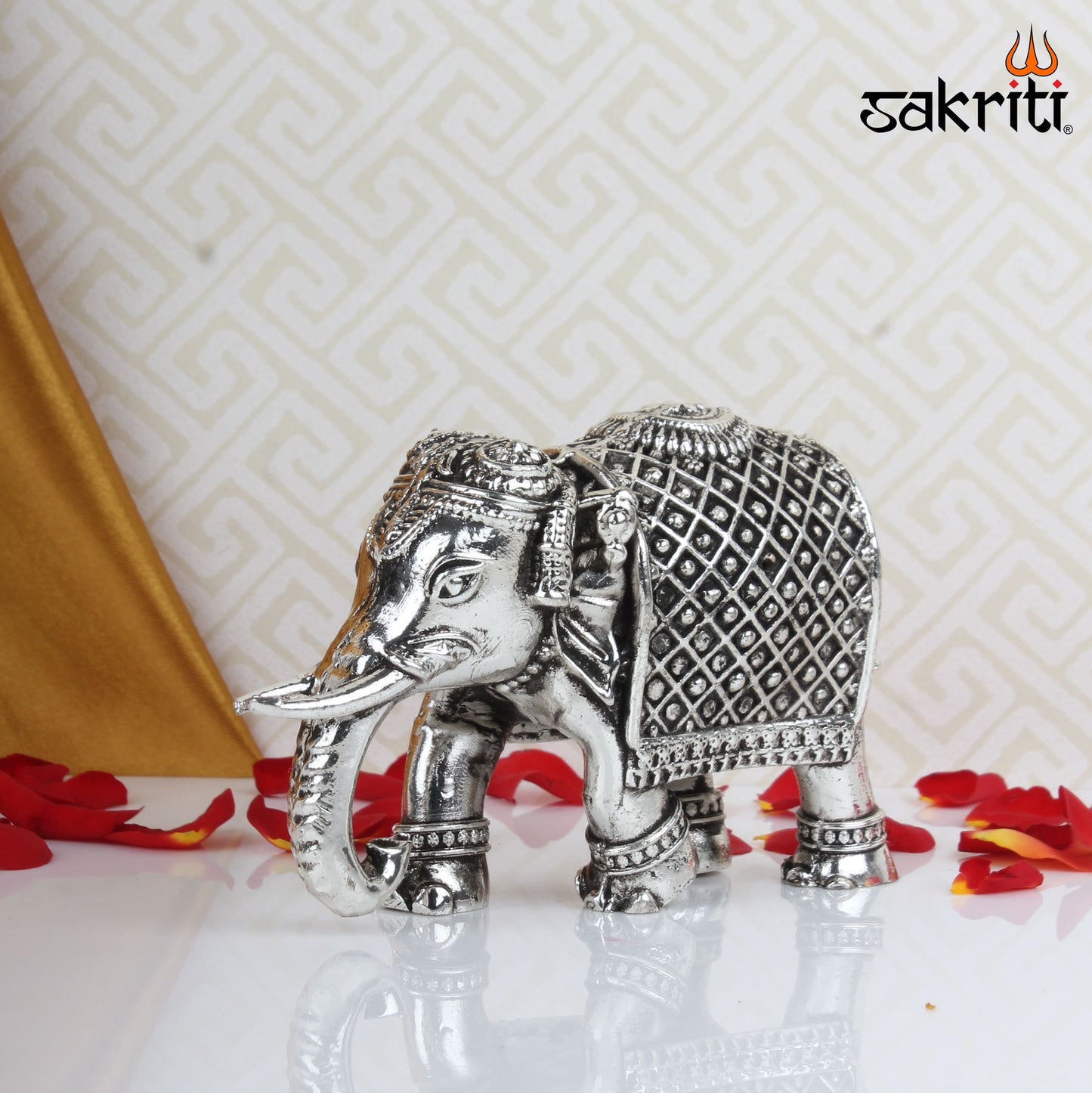 Brass Elephant Statue – 2.4 Inch Height | Silver Polish | Vastu Decorative Elephant for Home & Office Decor