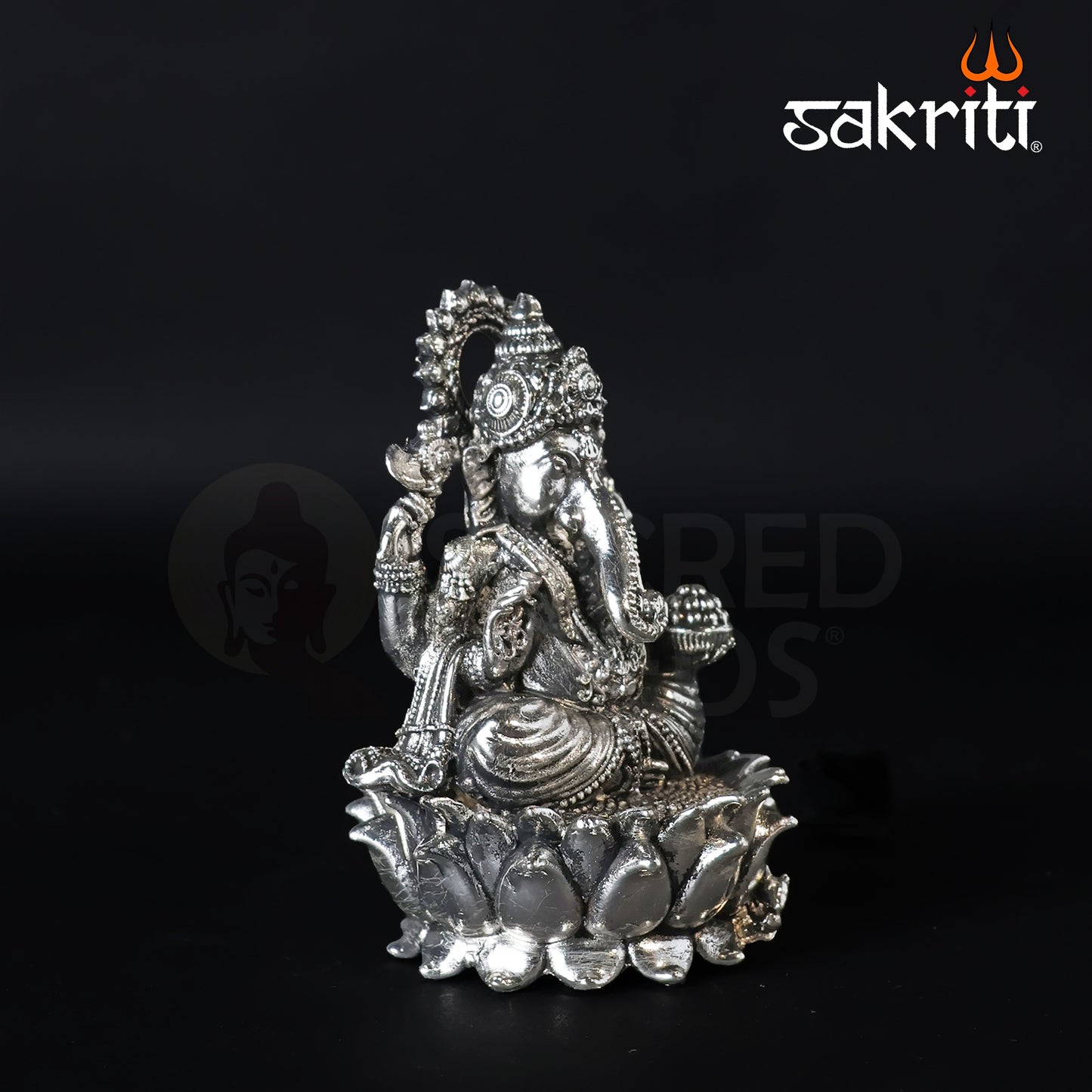 Brass Ganesha Idol – 3.4 Inch Height | Silver Polish | Lord Ganapati Statue for Ganesh Chaturthi & Spiritual Gifting