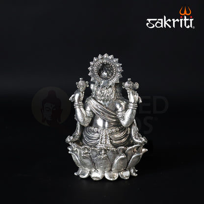 Brass Ganesha Idol – 3.4 Inch Height | Silver Polish | Lord Ganapati Statue for Ganesh Chaturthi & Spiritual Gifting